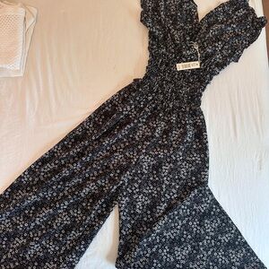 a new day Black and White Floral Jumpsuit